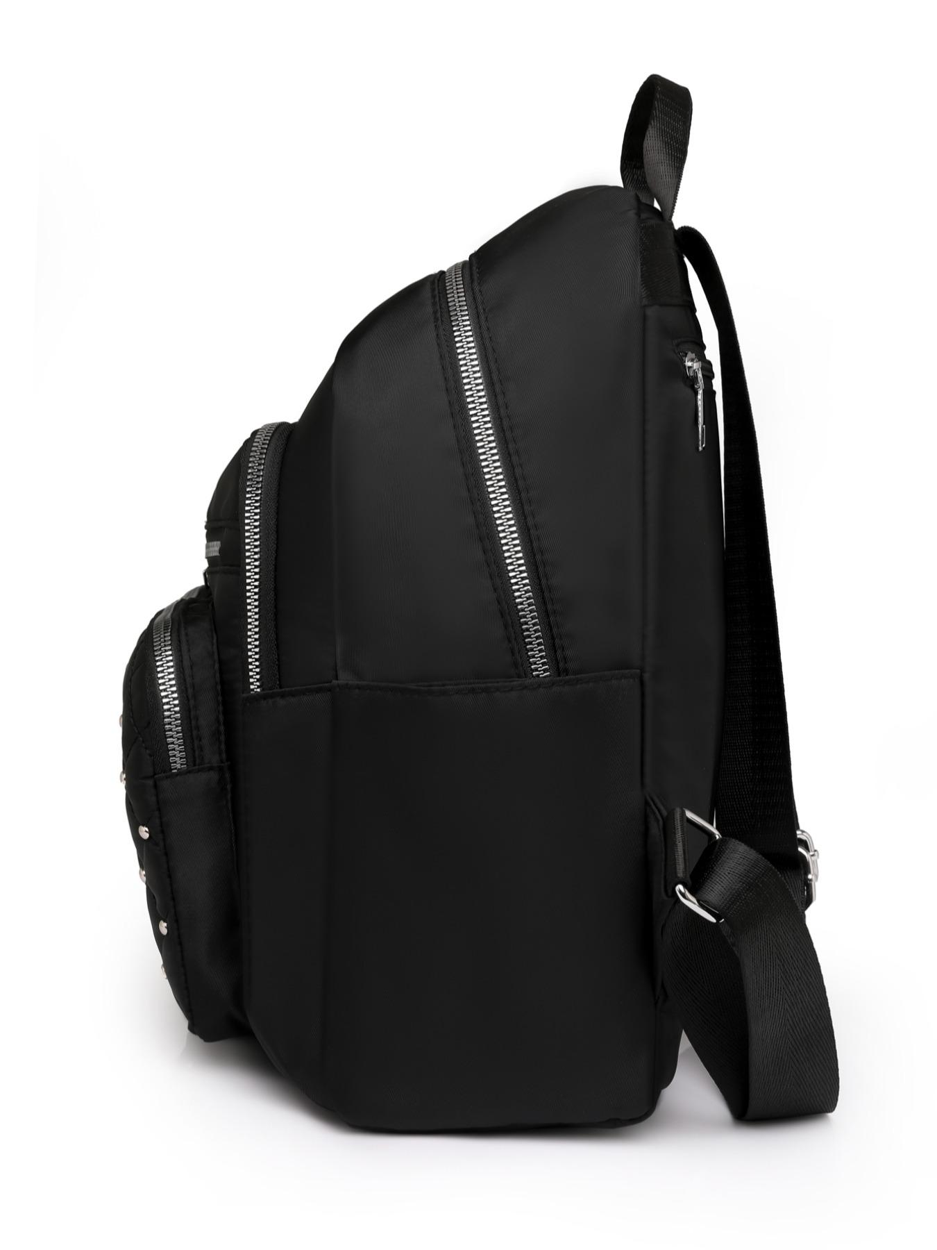 Rhombus Quilted Faux Pearl Decorated Backpack, Casual Zipper Backpack for Women, All-match Commuter Bag for Daily Used, Perfect for College Students