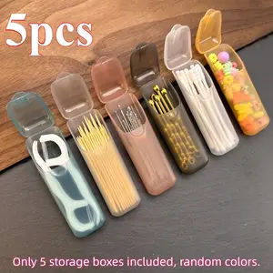 5-Pack Mini Portable Storage Boxes, Compact Design for Travel, Holds Dental Floss, Medicines, Toothpicks, Cotton Swabs, Oral Care Essentials