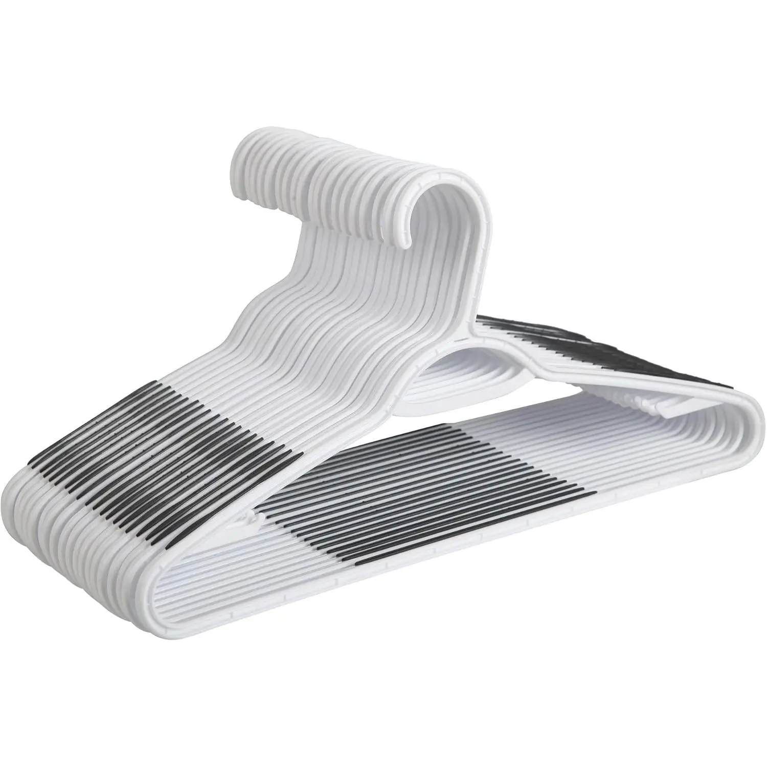 50 Pack Plastic Hangers, Clothes Hangers with Non-Slip Pads, Space Saving Easy Slide Organizer, Clothes Hanger for Bedroom Closet Wardrobe, Great for Shirts, Pants, Scarves