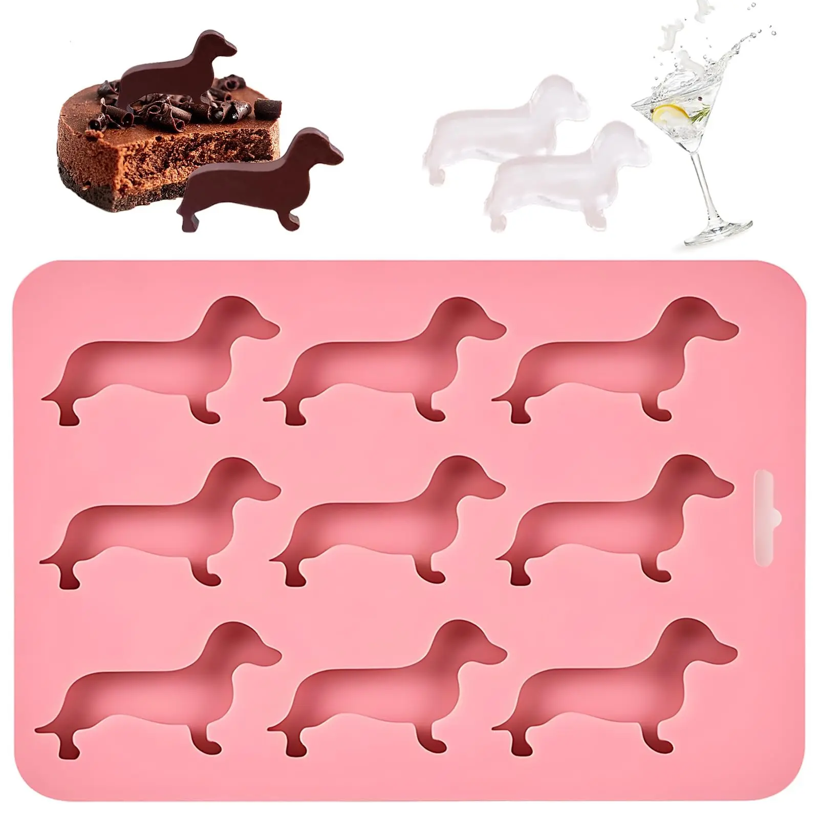 Dachshund Dog Shaped Silicone Ice Cube Molds and Tray, Non-Stick Food Grade Silicone Molds for Ice Cubes, Chocolate, Gummy, Candy, Jelly, BPA Free, Cute Dachshund Gifts