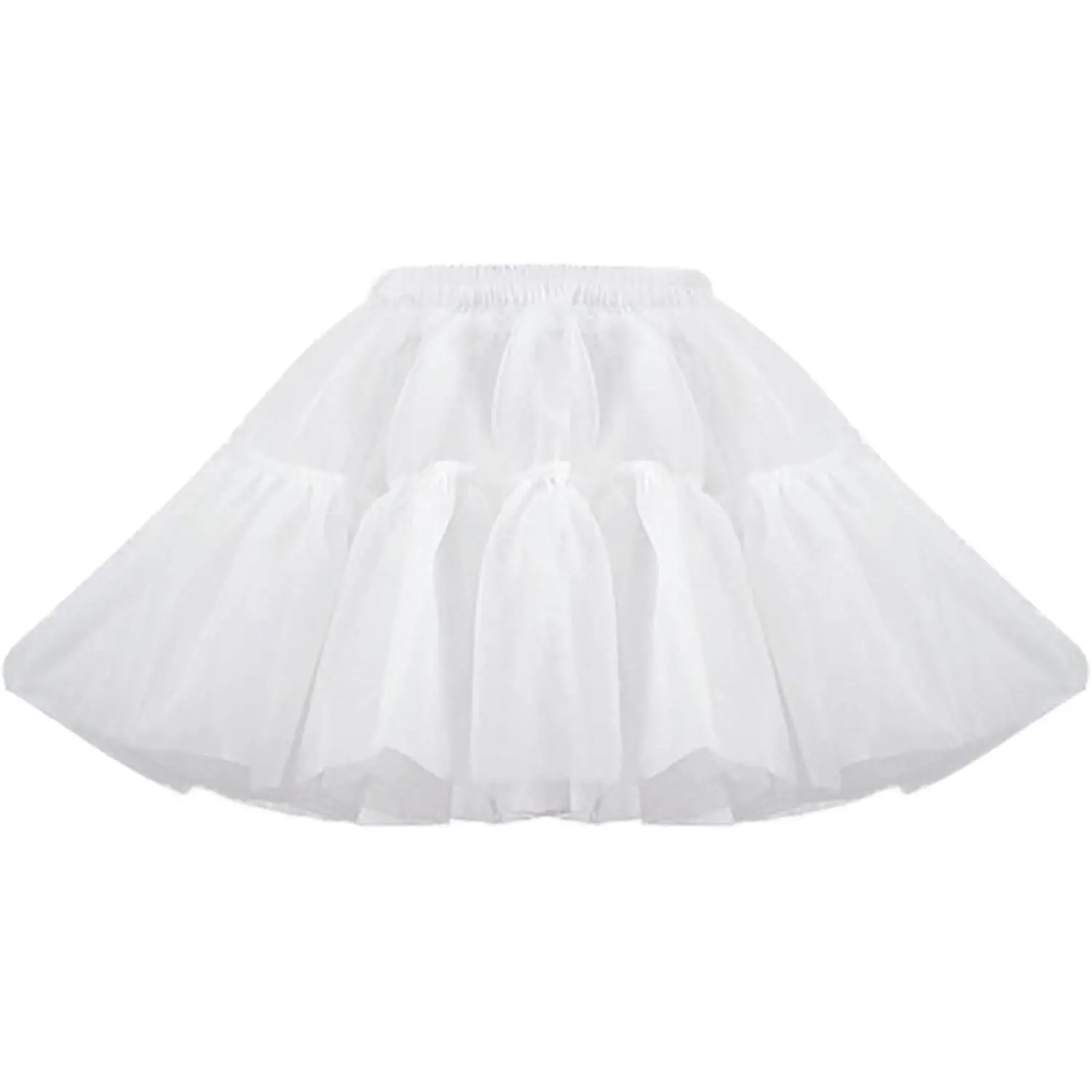 Women Girls Hoopless Crinoline Petticoat 50s 4 Levels Short Length Tulle Crinoline Underskirts Dress Bubble Skirt