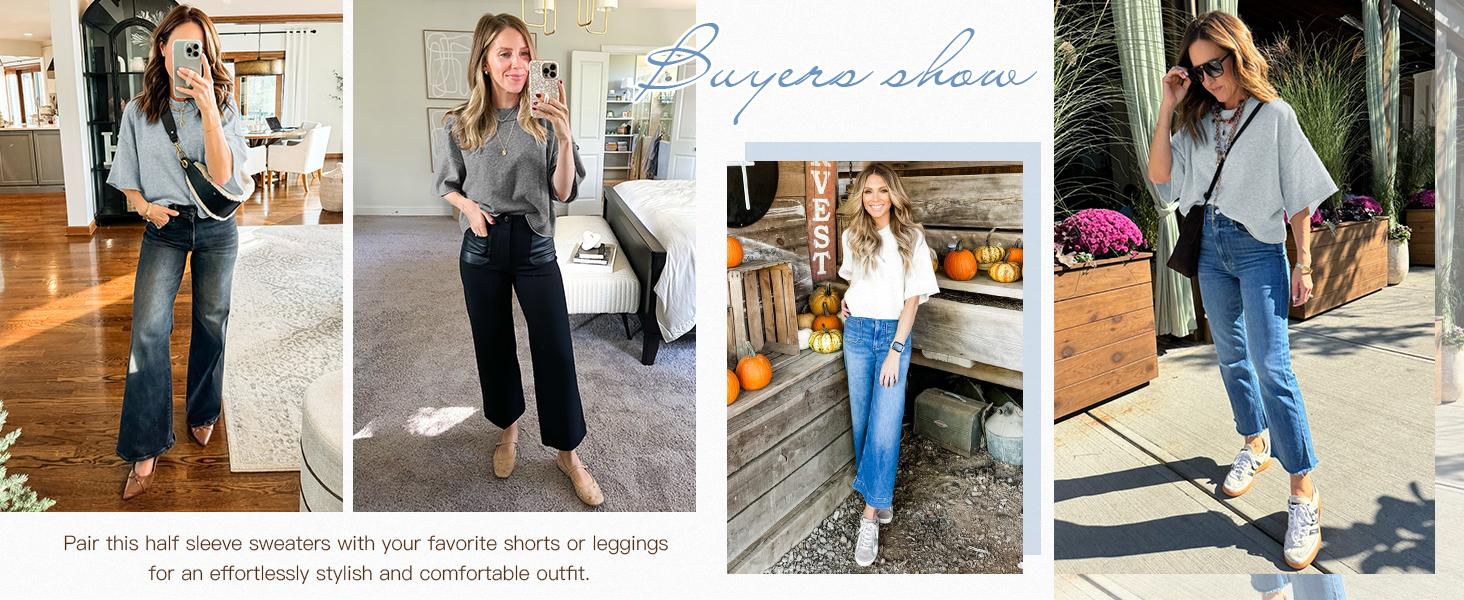 Saodimallsu Womens Short Sleeve Sweater Summer Oversized Cropped Sweaters Casual Crewneck Lightweight Knit Tops Knitwear Womenswear Knitting Bridal Bridal Bridal