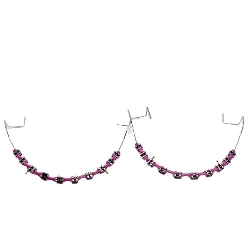 Adult Teeth Decoration Accessories, Colorful Metal Brackets with Wire, Temporary Orthodontic Style, Set of Two, Teeth Kit
