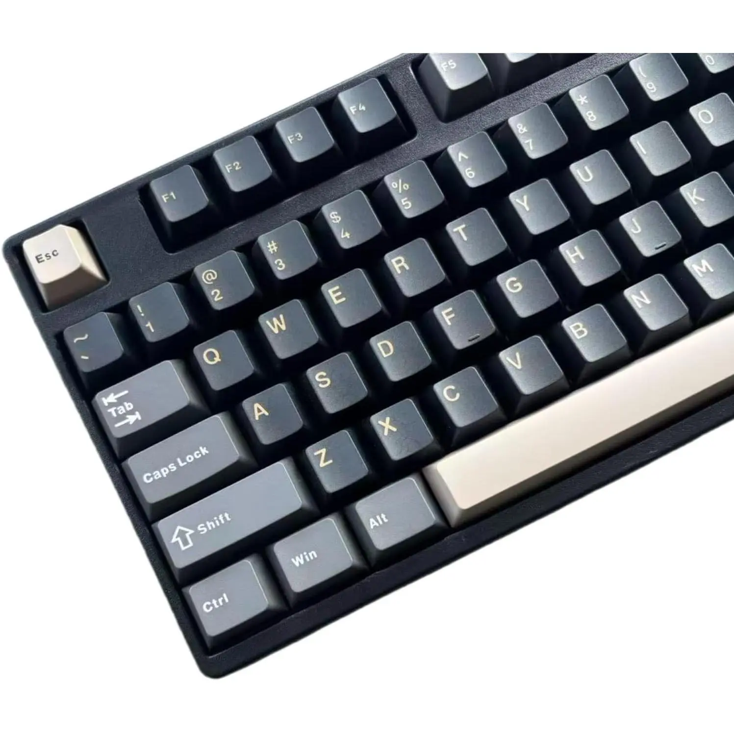 PBT Double Shot Keycaps Set,Cherry Profile Custom Keyboard Keycaps for 61/64/68/84/87/100/104/108 Mechanical Keyboard(Black Grey)