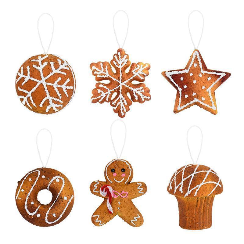 1/6Pcs Christmas Tree Hanging Ornaments Foam Ball Snowflake Gingerbread Man Pendant Christmas Decorations For Home New Year 2025