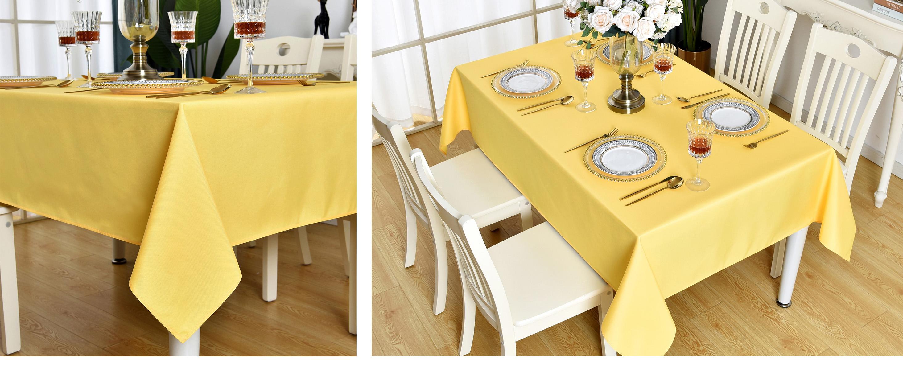 Yellow Rectangle Tablecloth Waterproof Stain Resistant Wrinkle Free Table Cloth 210GSM Polyester Wipeable Table Cover for Party, Banquet, Indoor and Outdoor-Square/Rectangular