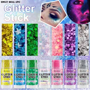 Ikzee Glitter Stick, Perfect for July 4th, Flashy Glitter, Body Glitter for Face and Hair, Mermaid Glitter, Party Accessories, Shimmer Makeup