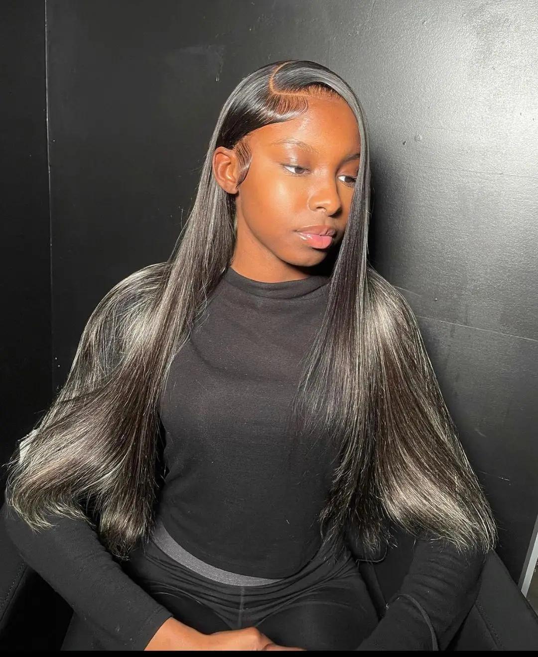 Bling Hair Glueless Wigs Human Hair Ready To Wear Straight Human Hair Wigs 30 32 Inch Pre Cut 6x4 Lace Closure Wig For Black Women