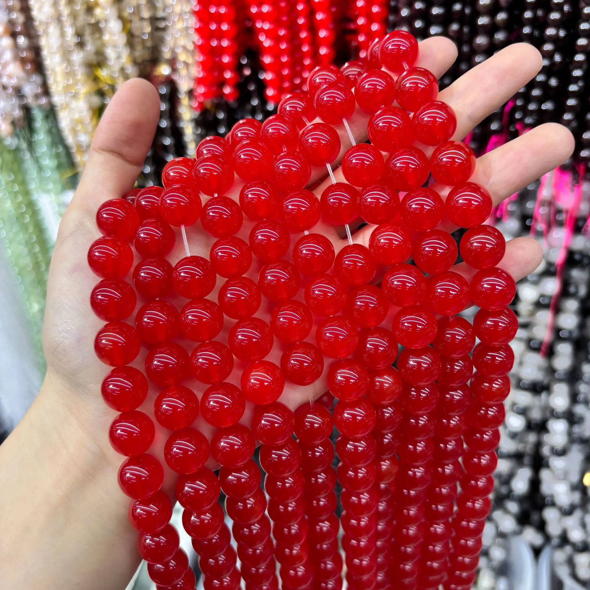 Natural Red Agate Round Beads Loose Spacer Beads for DIY Jewelry Making Crafting Supplies Red Agate Beads for Bracelet Necklace Earring Making Wholesale Price Red Agate Loose Beads for Jewelry Accesso