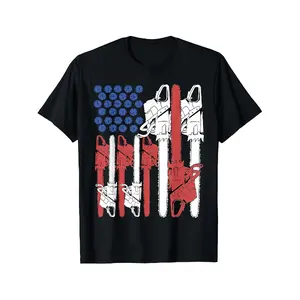[100% Cotton] 100% Cotton Men'S Arborist T-Shirt for The 4Th of July Featuring a Tree Climber Dad with a Chainsaw