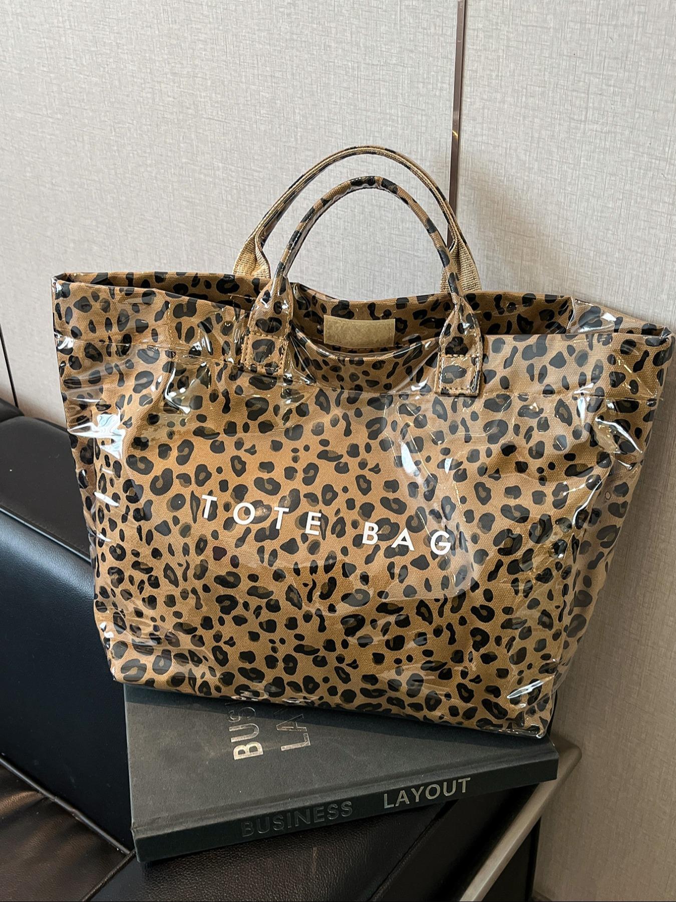 Large-Capacity Tote Bag for Women, Casual Versatile High-quality Daily Commuter Tote, Fashionable Shopping Bag, Leopard Print Tote Bag