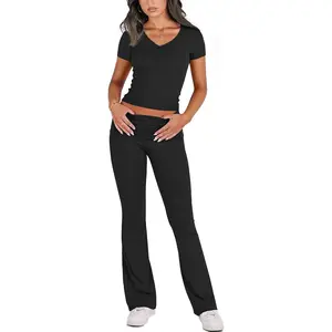 A clothing store for stylish women chicyes Lounge Sets for Women 2 Piece Foldover Yoga Flare Leggings Pants Crop Tops Casual Y2K Outfits Matching Tracksuit Set