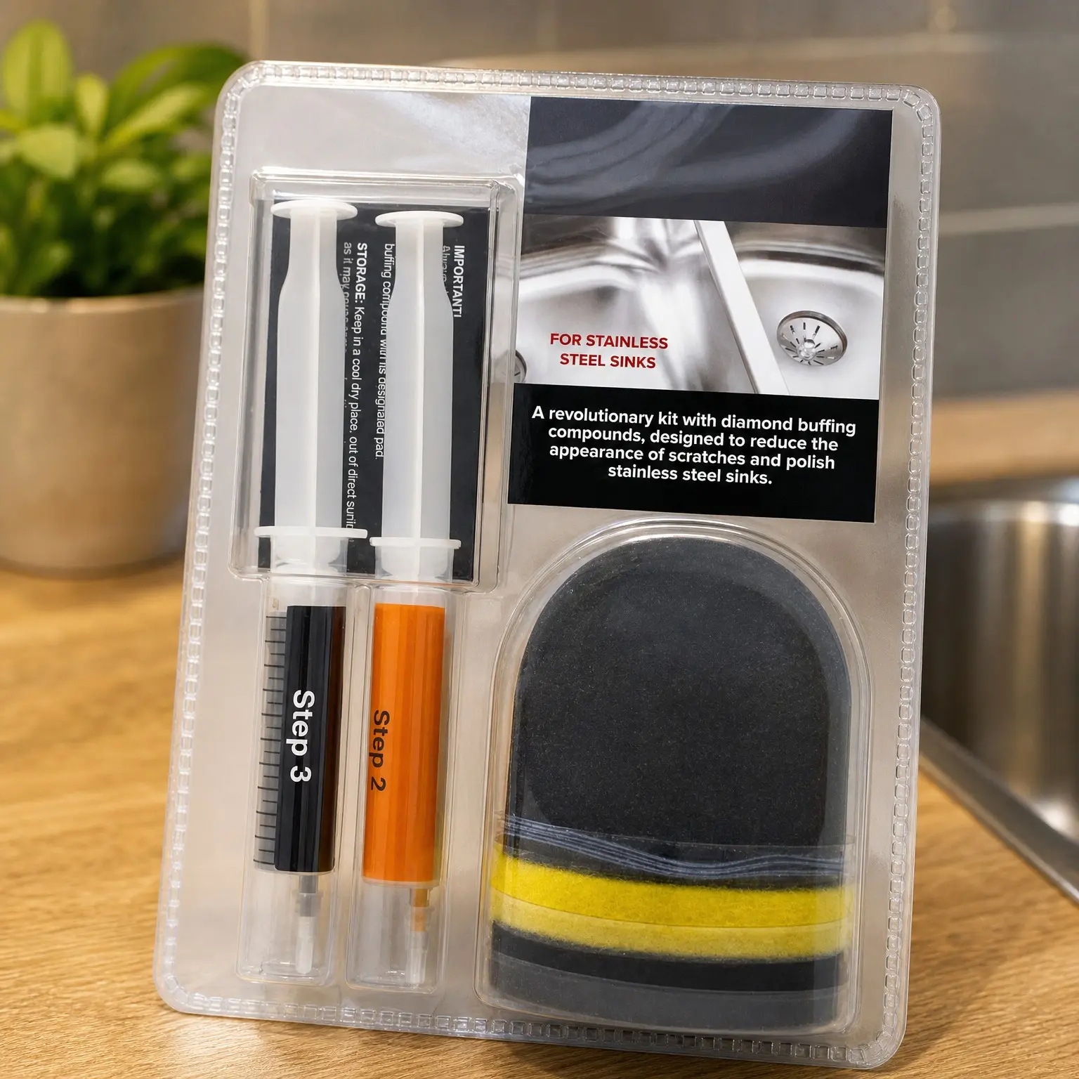 Stainless Steel Sink Cleaner & Polish Kit - Removes Scratches, Restores Shine & Finish - 3-Step Diamond-Powered Sink Restoration System for Kitchens
