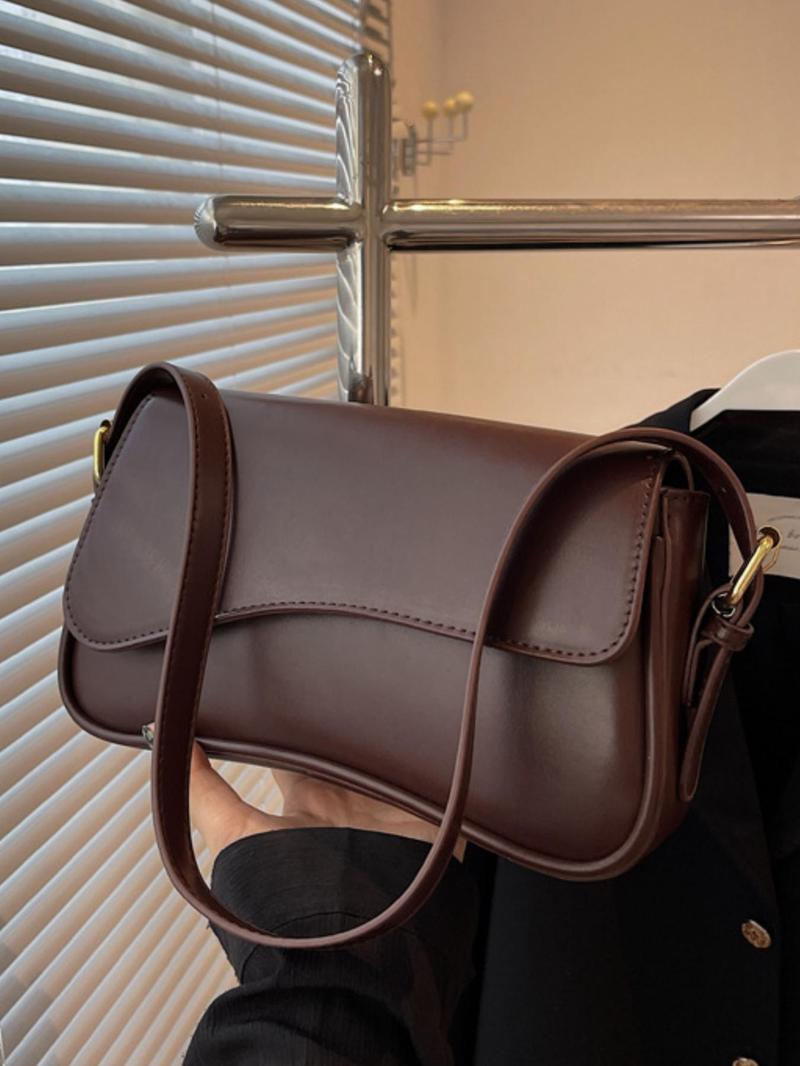 Women's Elegant Solid Color Flap Crossbody Shoulder Bag with Adjustable Strap, All-Season Fashion Commuter Single-Shoulder Purse