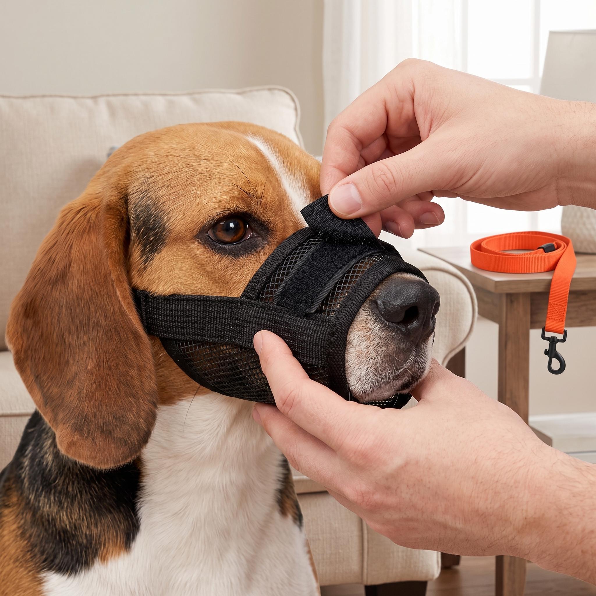 Dog Muzzle for All Breeds - Breathable Air Mesh Adjustable Anti-Bite Dog Muzzle Stops Barking, Scavenging, Licking, and Chewing - MM1
