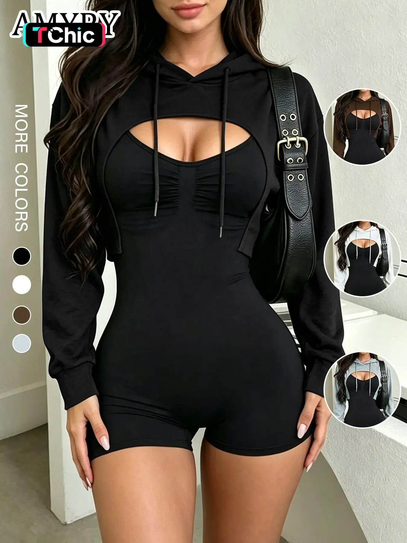 Women's Casual Long Sleeve Sweatshirt Hoodie Tops, Adjustable Drawstring Design, Plain Fitted Style for All Seasons