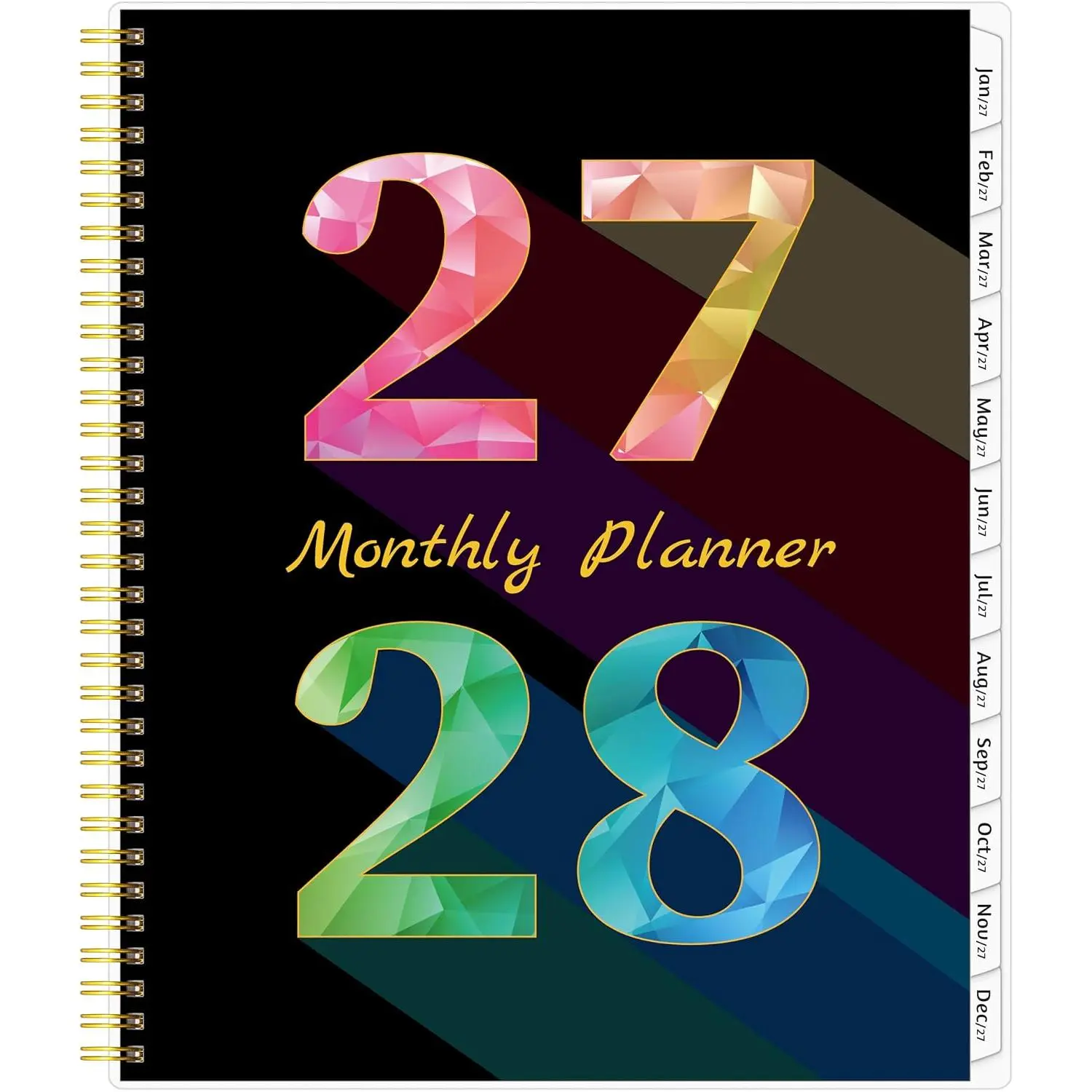 2027-2028 Monthly Planner, 18 Months Calendar Planner 2027-2028 from Jan 2027 – Jun 2028, 8.5'' x 11'' with Ruled Spread, Flexible Cover, Spiral Wirebound, Pocket, Coated Tabs, Notes & Habit