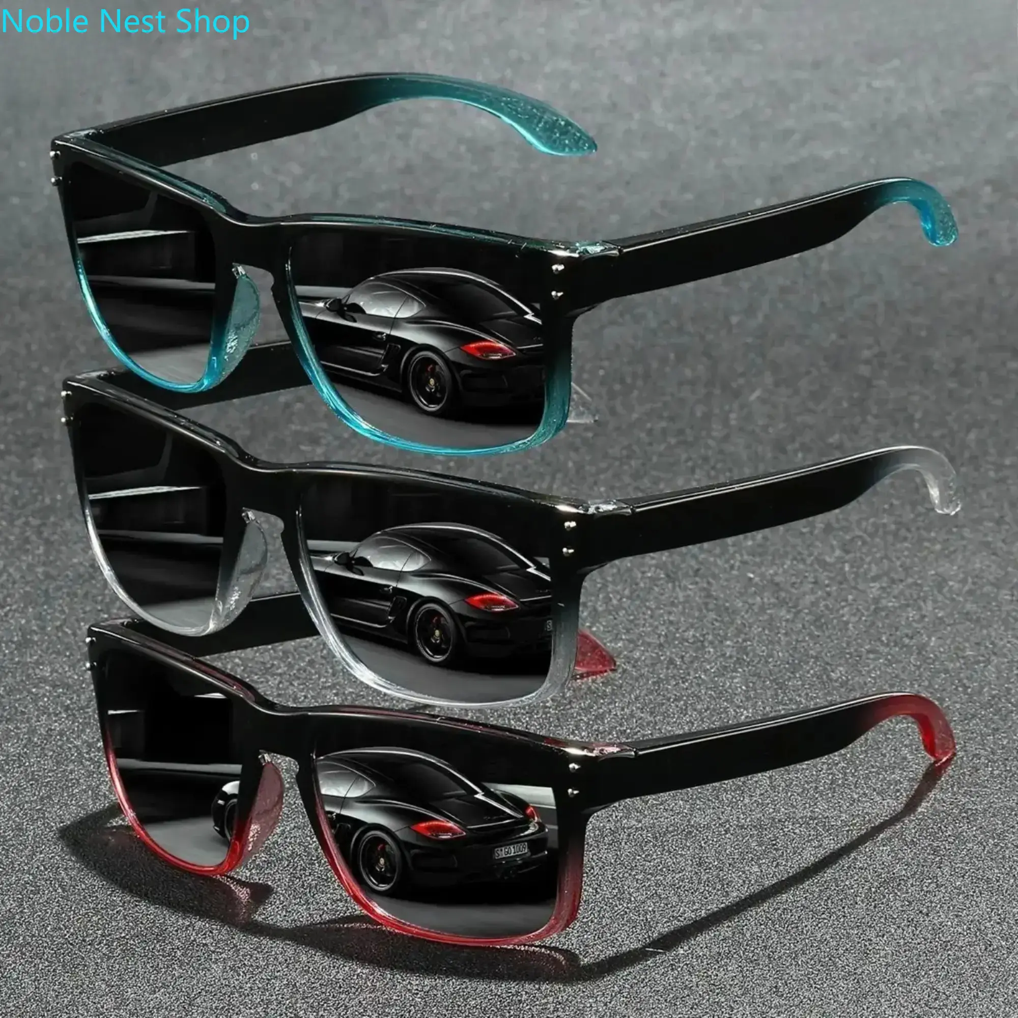Women’s 3-Pack Square Frame Mirrored Lens Sunglasses, Unisex Trendy UV400 Protection Lightweight Eyewear, for Outdoor Wear Daily Use Beach Driving