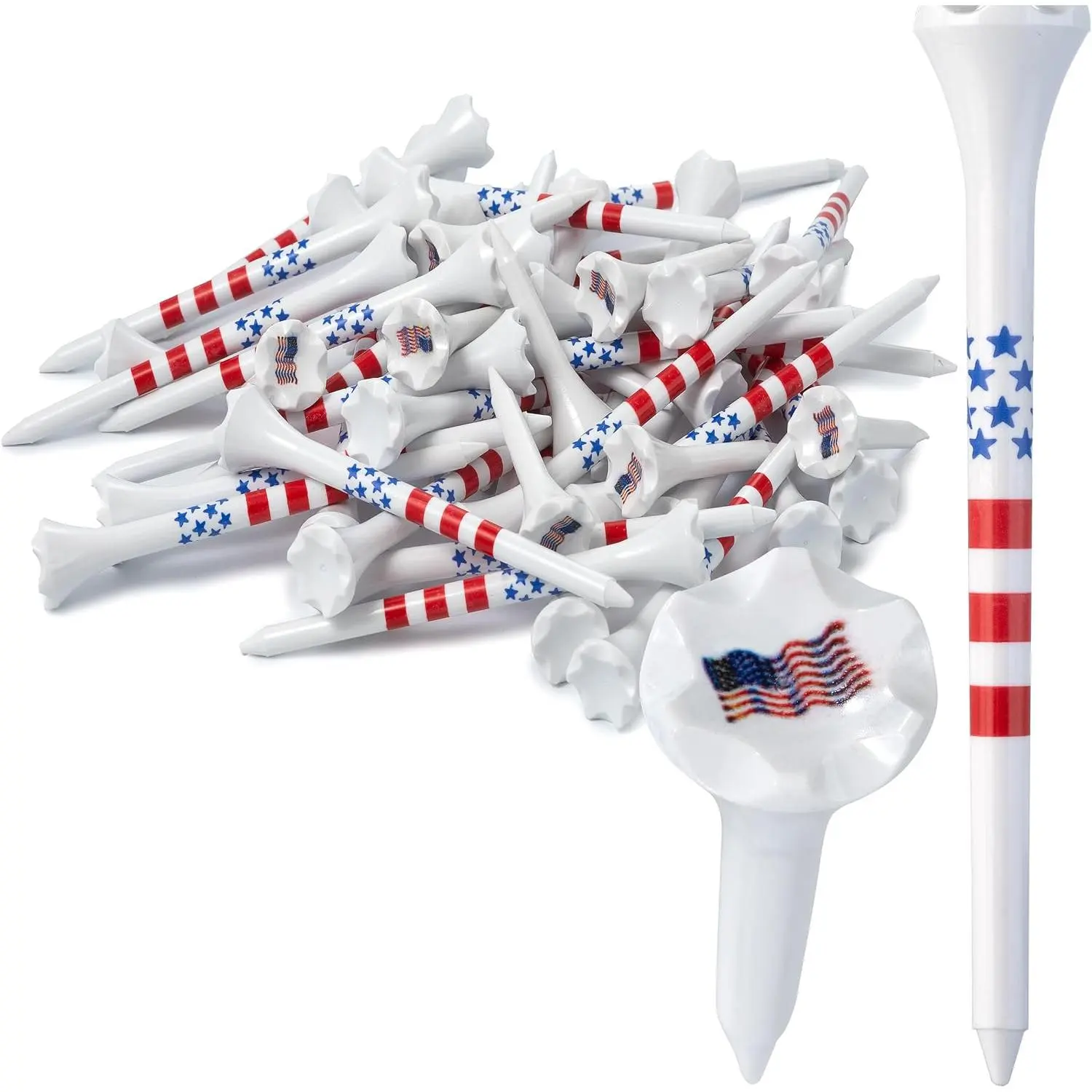 Golf Tees Plastic Combo Length Pack of 50 Includes (40 Count) 3 ¼” Plastic Golf Tees + (10 Count) 1½ Plastic ShortTees for Irons, Hybrids, Par Threes
