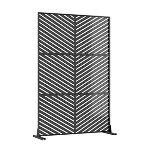 Garvee Metal Privacy Screen with Decorative Outdoor Divider Panels, 74 Inches High by 47 Inches Wide, Non-Embedded Patio Partition for Deck