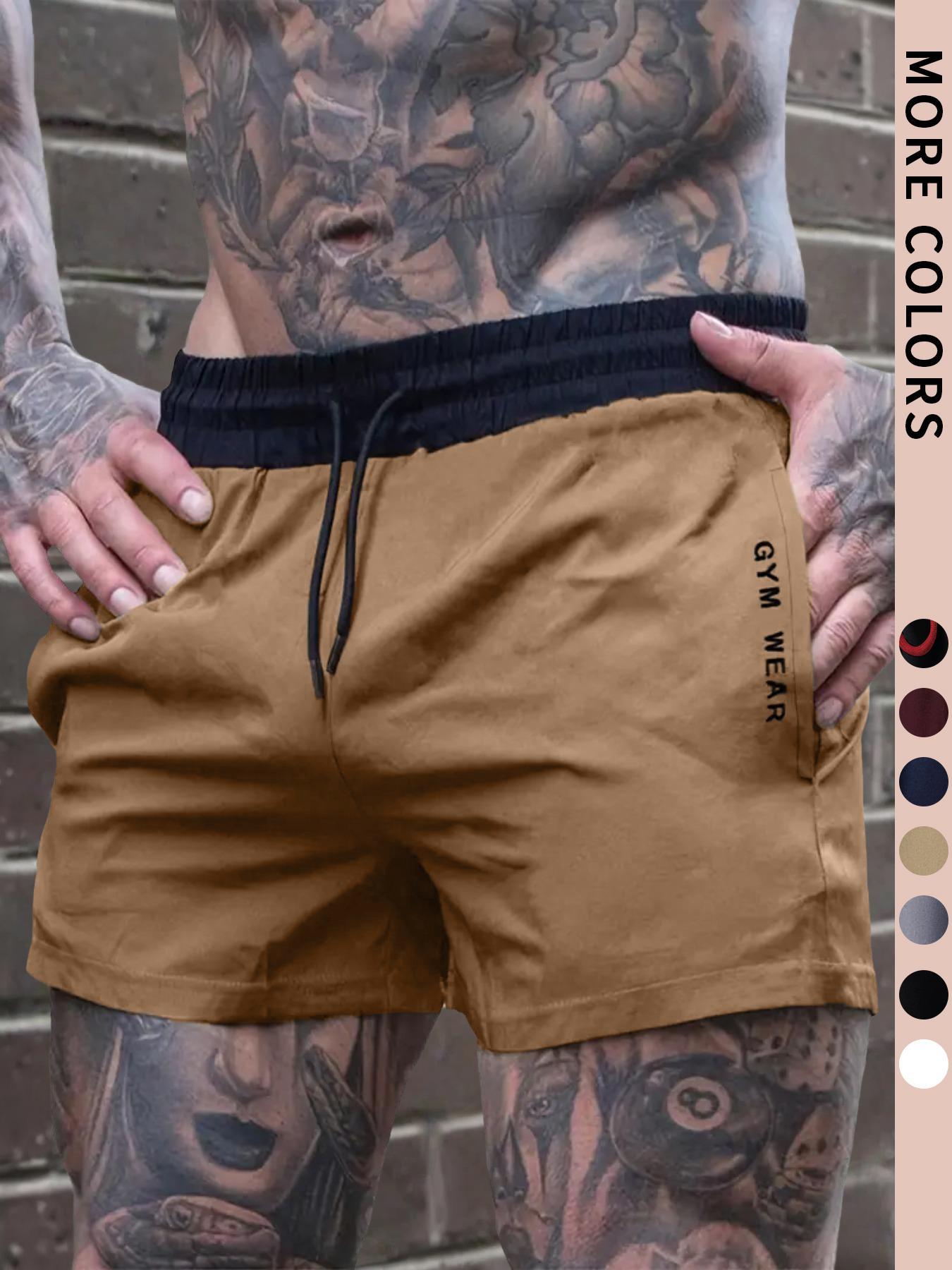 Men's Letter Print Leisure Shorts, Casual Comfy Breathable Athletic Shorts for Summer, Shorts for Men, Men's Bottoms for Daily Wear, Men Shorts, Jogging Shorts, Breathable Fitness Shorts, Summer Sports Shorts