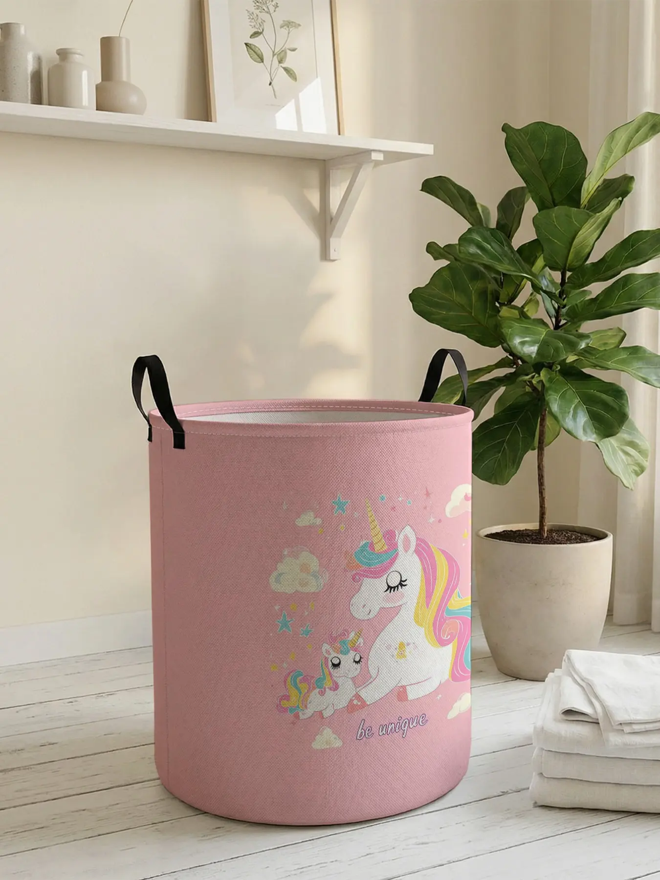 Unicorn Print Laundry Basket with Handle, Durable Foldable Storage Bag, Laundry Hamper, Large Capacity Clothes Organizer, Toy Box, Clothes Baskets, Laundry Bin, All Seasons Use