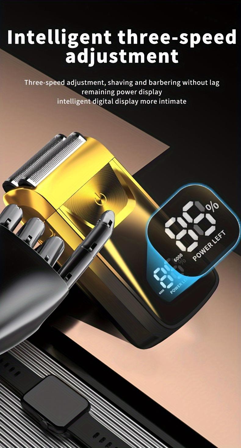 Professional USB Rechargeable Electric Razor - 2-in-1 Bald Hair Trimmer - Gentle Beard Hair Trimmer - Electric Razor Band Barber Clippers - Aluminum Foil Head - Festivals & Christmas Gifts