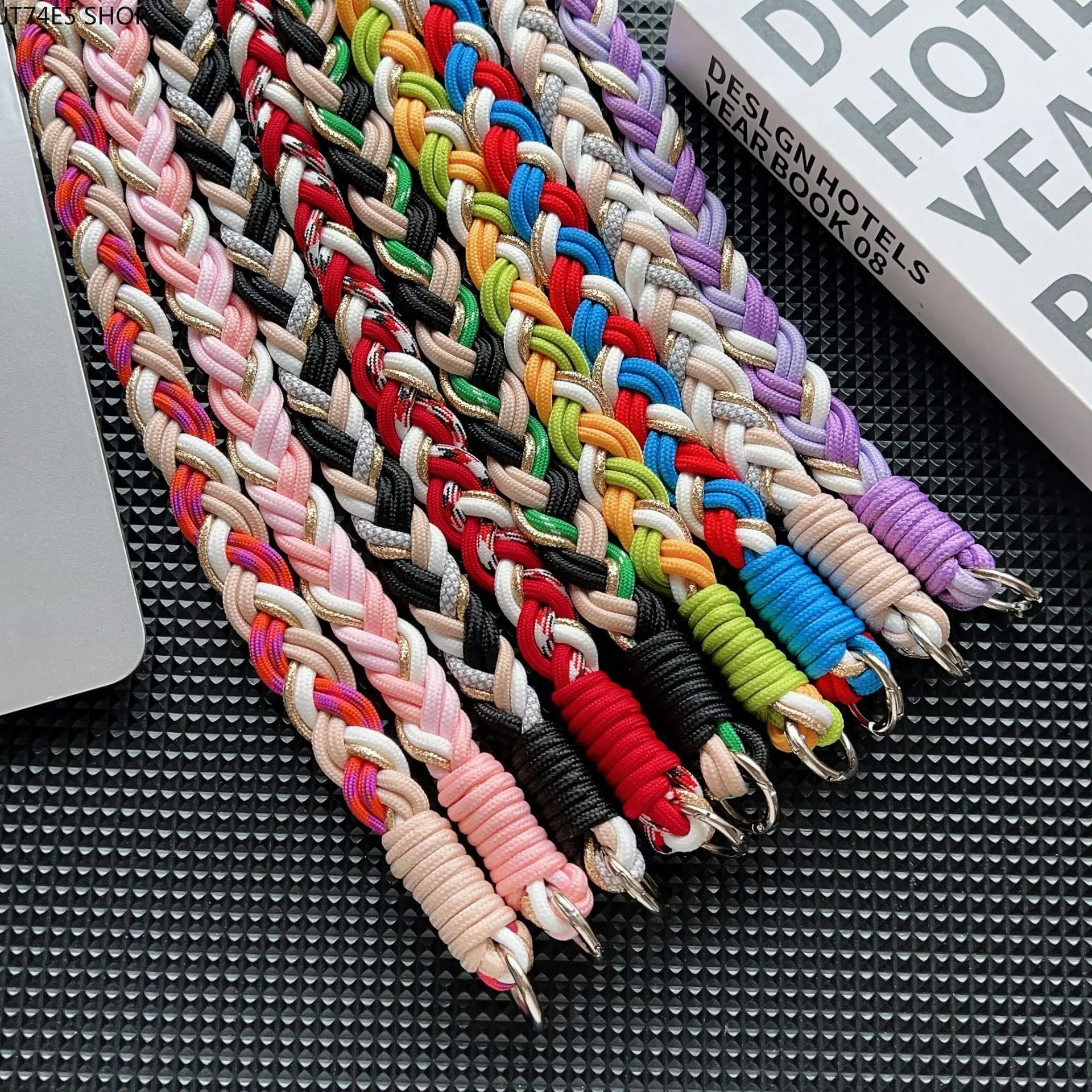 Shimmer Gold Thread Color Hemp Crossbody Strap | Dual Lock Double Buckle Hands-Free Phone Lanyard, Unique Statement Anti-Lost Diagonal Pendant