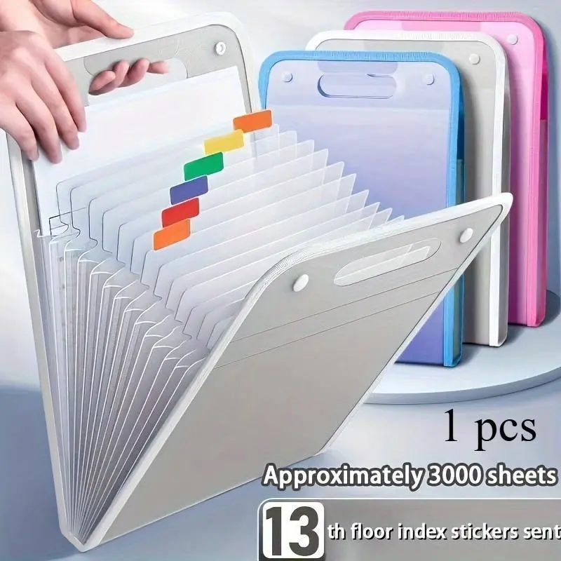 13-Grid A4 Vertical File Folder Organizer Binder Duty PP Plastic-like Translucent Binder with Thickened Pages, A4 Size Document Storage for Office, Vertical File Organizer for Desk, - Compatible with Ring Binders & Loose Leaf