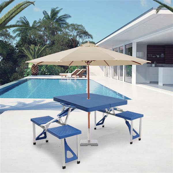 One-piece Portable Folding Table with Stool for Camping Picnics, All-in-One Compact Design Lightweight & Foldable Suitcase Style