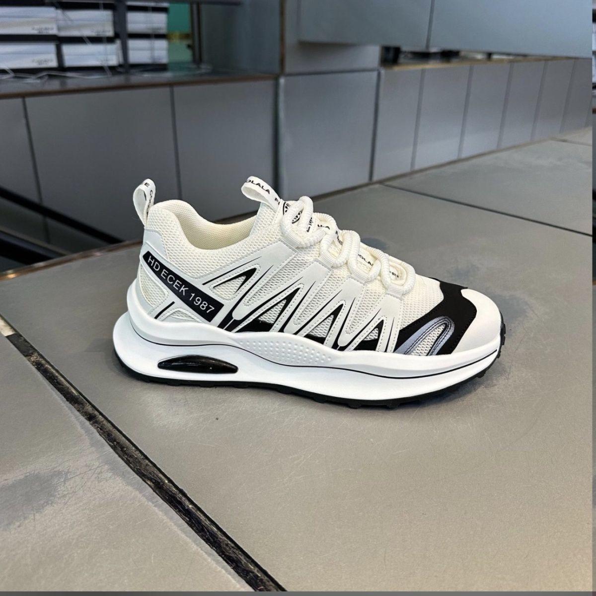 Men's thick-soled sneakers, height-enhancing, comfortable, lightweight, trendy shoes, color-blocked, low-top, lace-up, mesh, breathable men's shoes