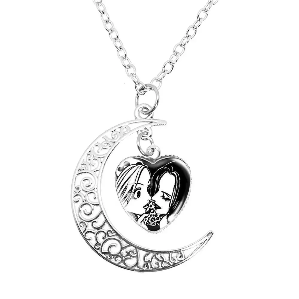 Japan Anime Nana Glass shaped Pendant Peach Heart Moon Necklace Character Play DIY Handmade For Girls Gift Jewelry