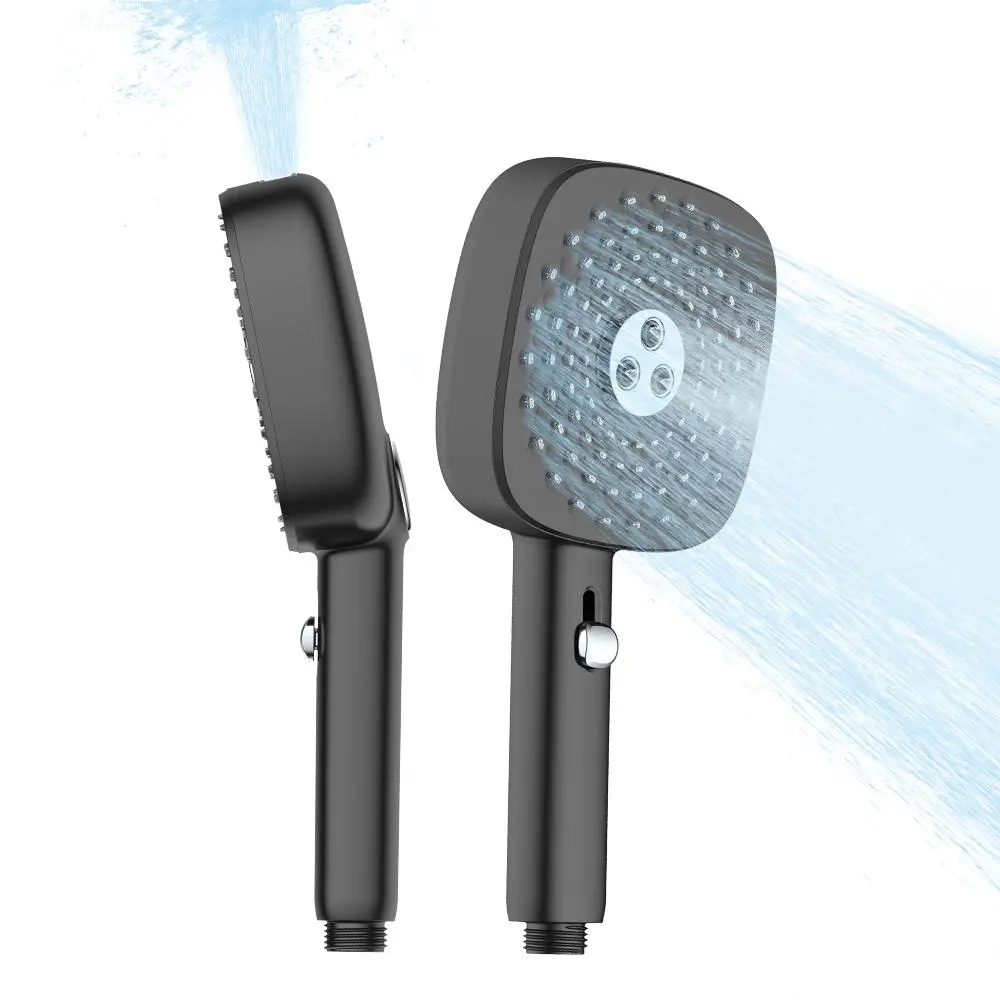 4.8 in Large Square Extendable Handheld Shower Head for Bathroom Cleaning, 4 Spray Modes (Rain Feature, Deep Cleaning Water Jets, Multi-Stream), 96 Anti-Clog Silicone Nozzles, High-Pressure ABS Detachable Water Sprayer (No Hose & Accessories Included), Mu