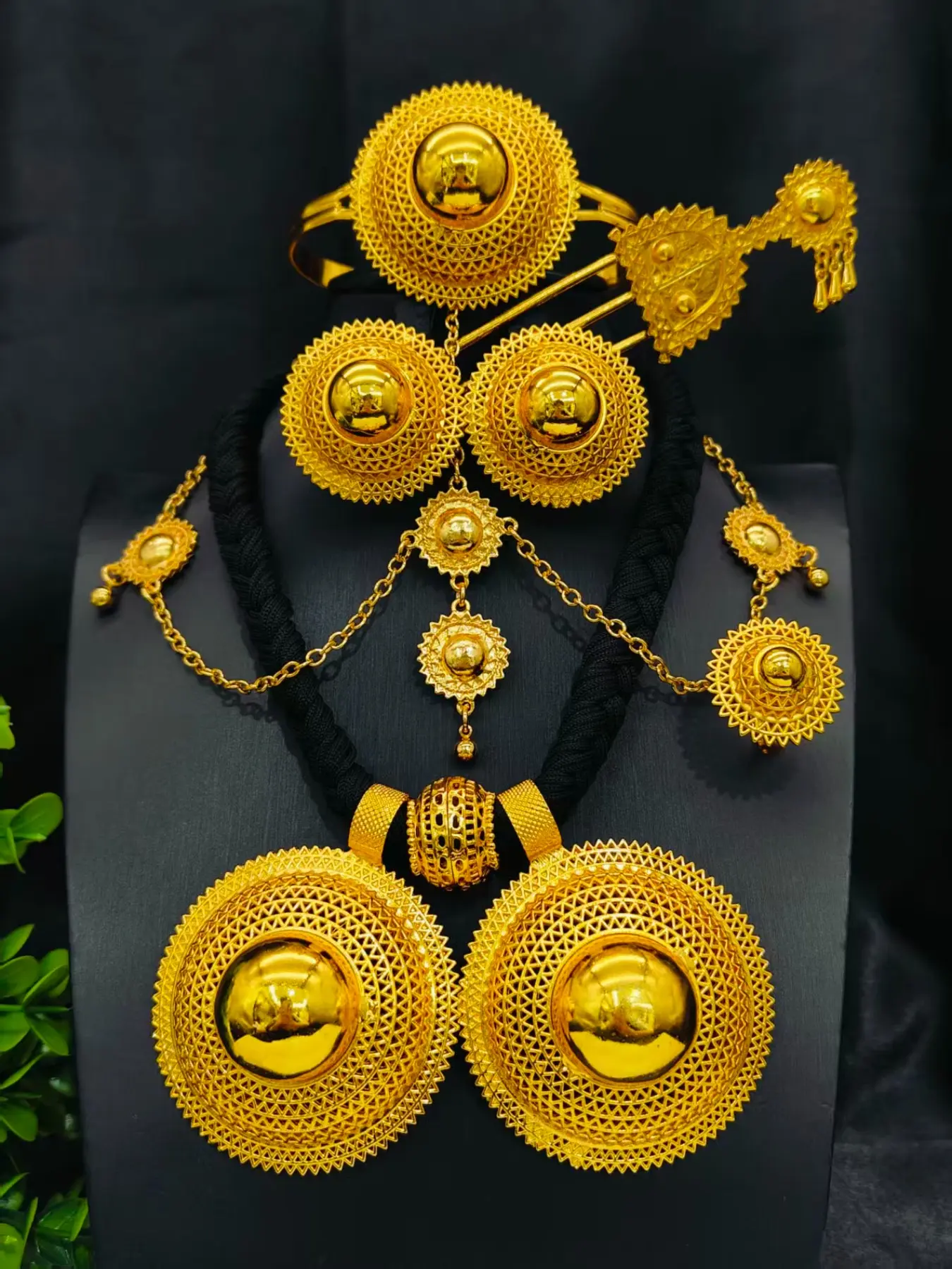Fashion Women's Rope Double-Headed Pendant Jewelry Set, Matching Jewelry Set, Necklace Bracelet Ring Earrings Head Chain, Necklaces Earrings Set, Wedding Party Gift, Bride Jewelry Set For Wedding Day, Bridal Sets, Fashionable Jewelry Set