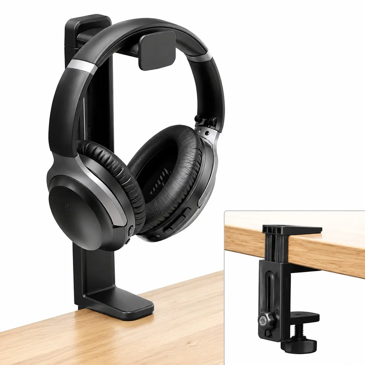 PC Game Headset Stand with Adjustable Height and Rotating Clamp, Durable Design for Optimal Comfort and Stability