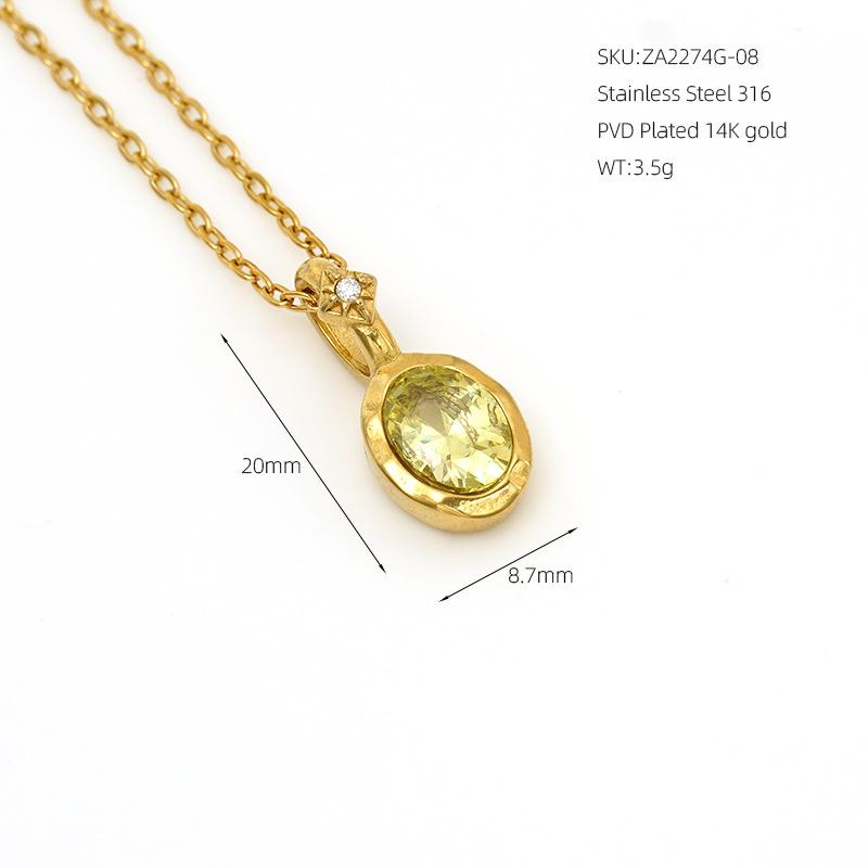 VEVE Twelve Birthstone Necklace For Women 12 Colors Zircon Pendant 316 Ornaments Women's Necklace