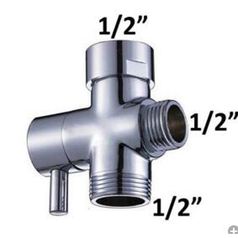 Bathroom 3-Way Diverter Socket - Faucet, Overhead Shower, and Shower Arm 3-Way Splitter & Mounting Adapter