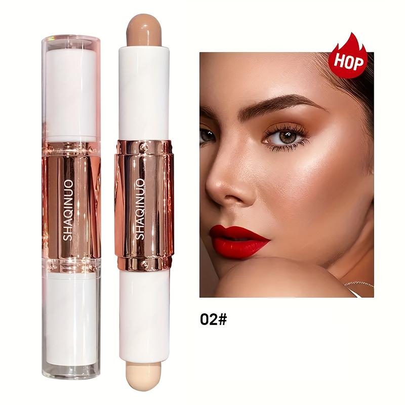 Double-Ended Highlighter Contour Stick, Long-Lasting Natural Finish, Waterproof Sweatproof, Buildable Coverage, Multi-Purpose Face Makeup