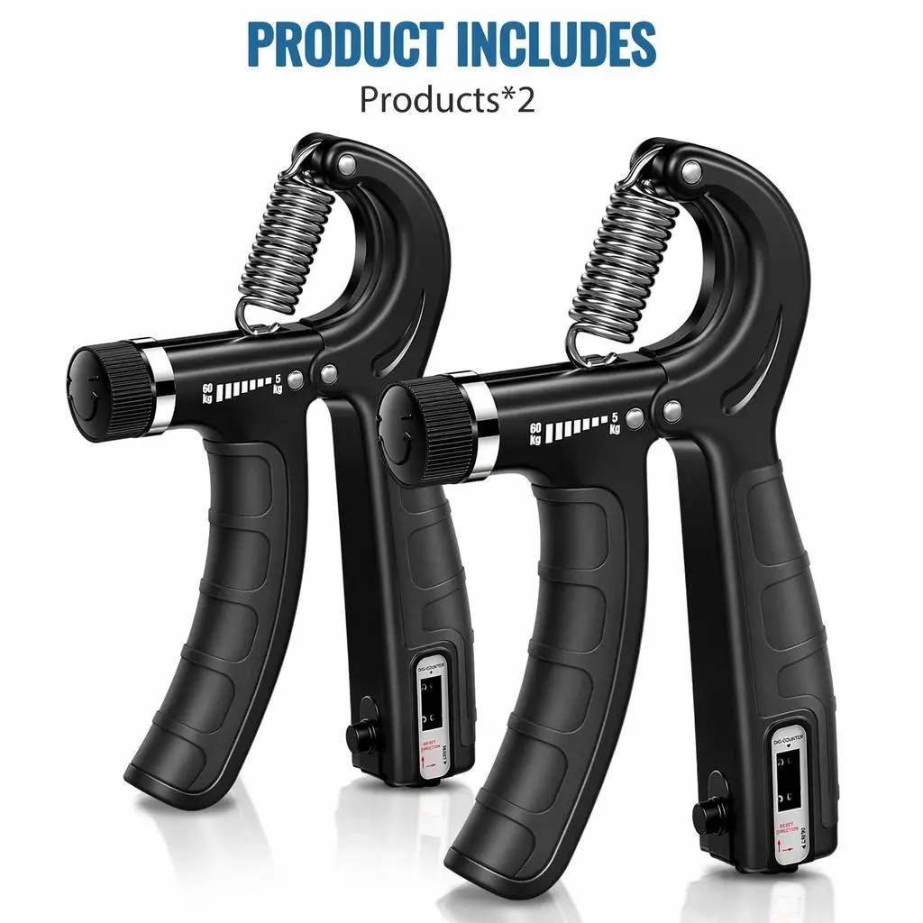 2 Pack Grip Strength Trainer with Counter, Hand Grip Strengthener, Adjustable Resistance 11-132Lbs (5-60kg), Forearm Strengthener,Hand Squeezer , Hand Grip Strengthener for Muscle Building and Injury Recovery boyfriend gift