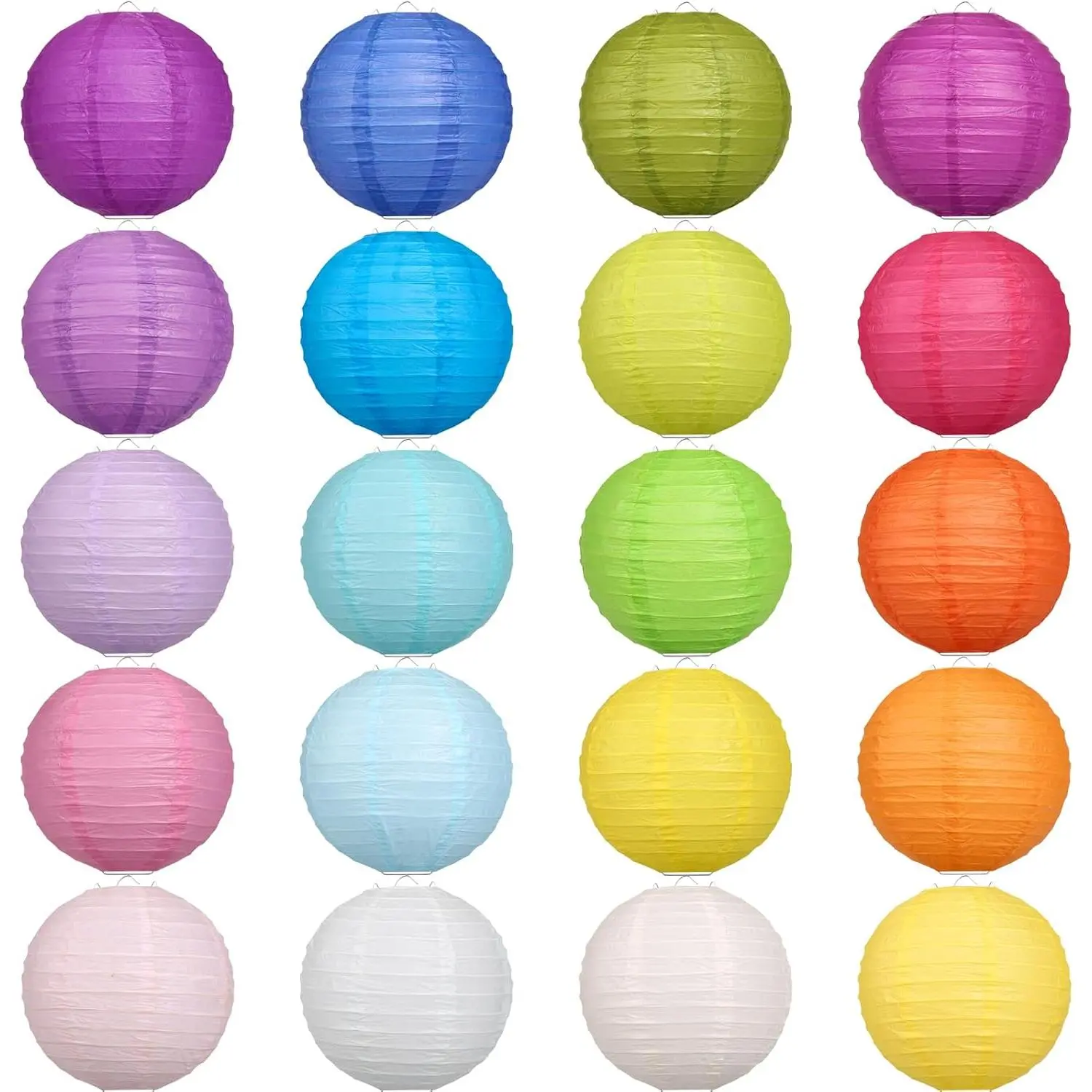20 count Multi-Color Paper Lanterns, 6 Inch Decorative  Chinese  Lanterns Lamps for  Decor, Parties and Weddings