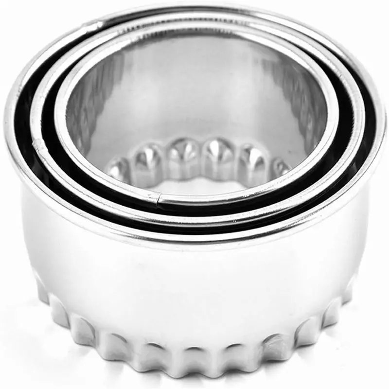 Cookie Cutters - Biscuit Cutters/Stainless Steel Dumpling Cutters/Cake Pastry Cutters/Cake Cookie Scone Cutters Molds stamps for Cooking Baking (3Pcs, Flower Edge)