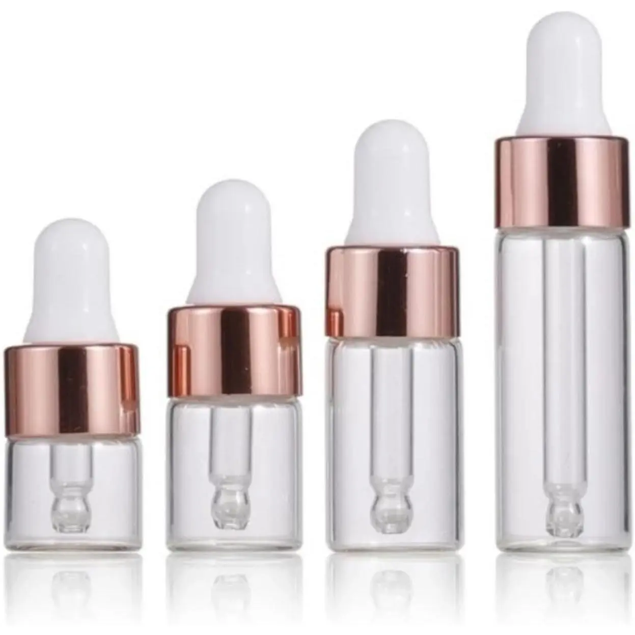 Eye Dropper Bottle Rose for Essential Oils, 4 count of 1-5ml Glass with Eye Droppers, Leak Proof Travel