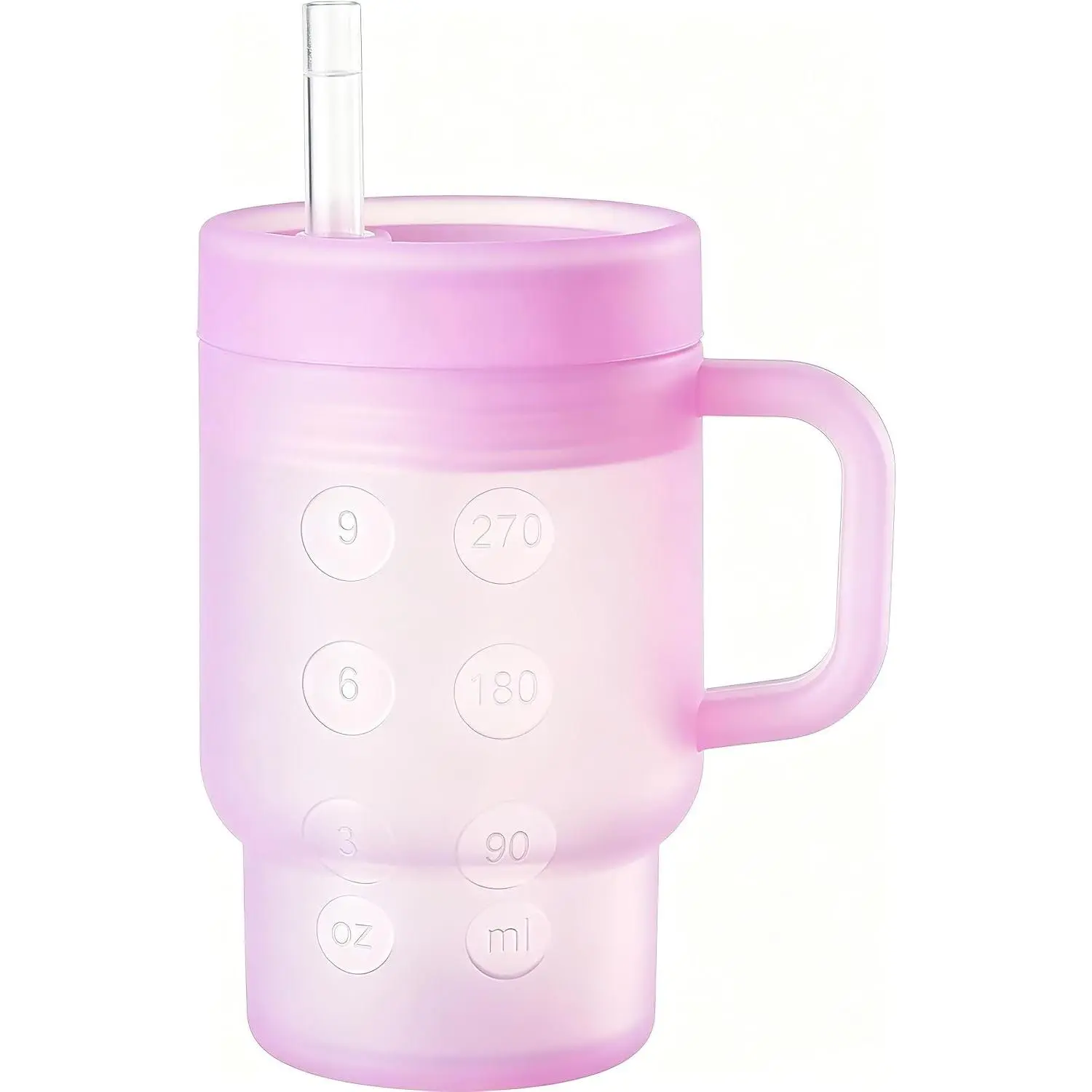 Silicone Sippy Cup for Toddlers with Straw and Handle, 9oz Spill-Proof Baby Water Bottle, BPA-Free, Travel Essential, Clear Purple(Gift)