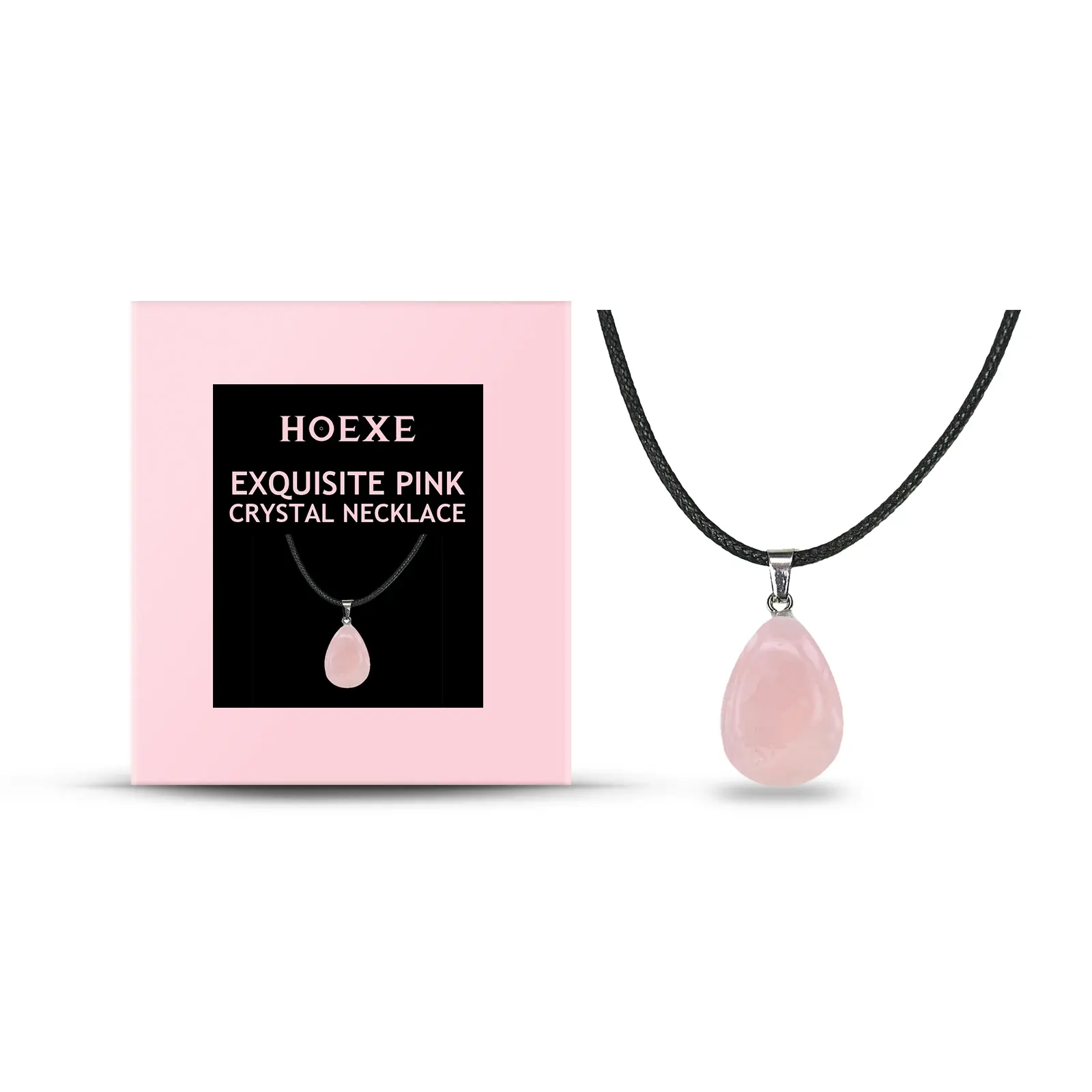 Hoexe Teardrop Rose Quartz Choker Necklace - Minimalist Ins Aesthetic Collarbone Chain, Soft-Temperament Versatile Natural Crystal Jewelry for Women, DIY Beading Charm Gift (Beading & Jewelry Making Supply)