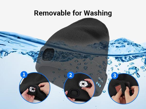 M1-BL10 Bluetooth Beanie with LED Headlight and Removable Speaker, USB Rechargeable warm Hat LED Hat for Music and Calling, sport,outdoor,Unisex Festivals/Birthday Gift