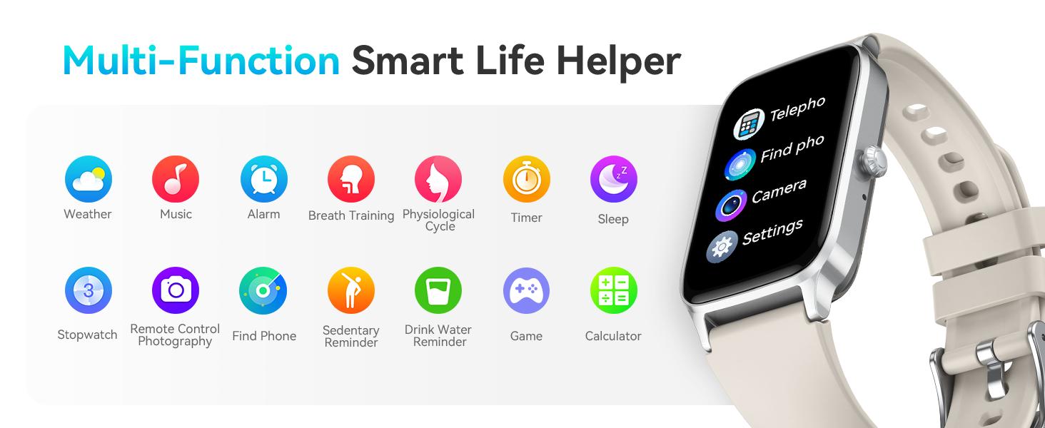 Fitness Tracker for Women Men, Activity Watch Compatible with Android iPhone, Step Counter with 110+ Sports, Sleep Monitor, Calorie Counter, IP68 Waterproof (Starlight, 1.57)