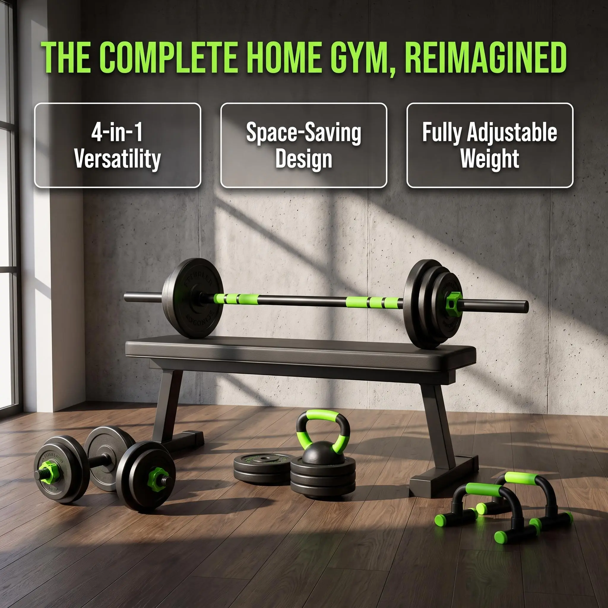 GARVEE Adjustable Dumbbell Set 4 in 1 with 44 LBS Free Weight Options for Home Gym Use, Round Design for Versatile Strength Training and Convenient Workout Experience
