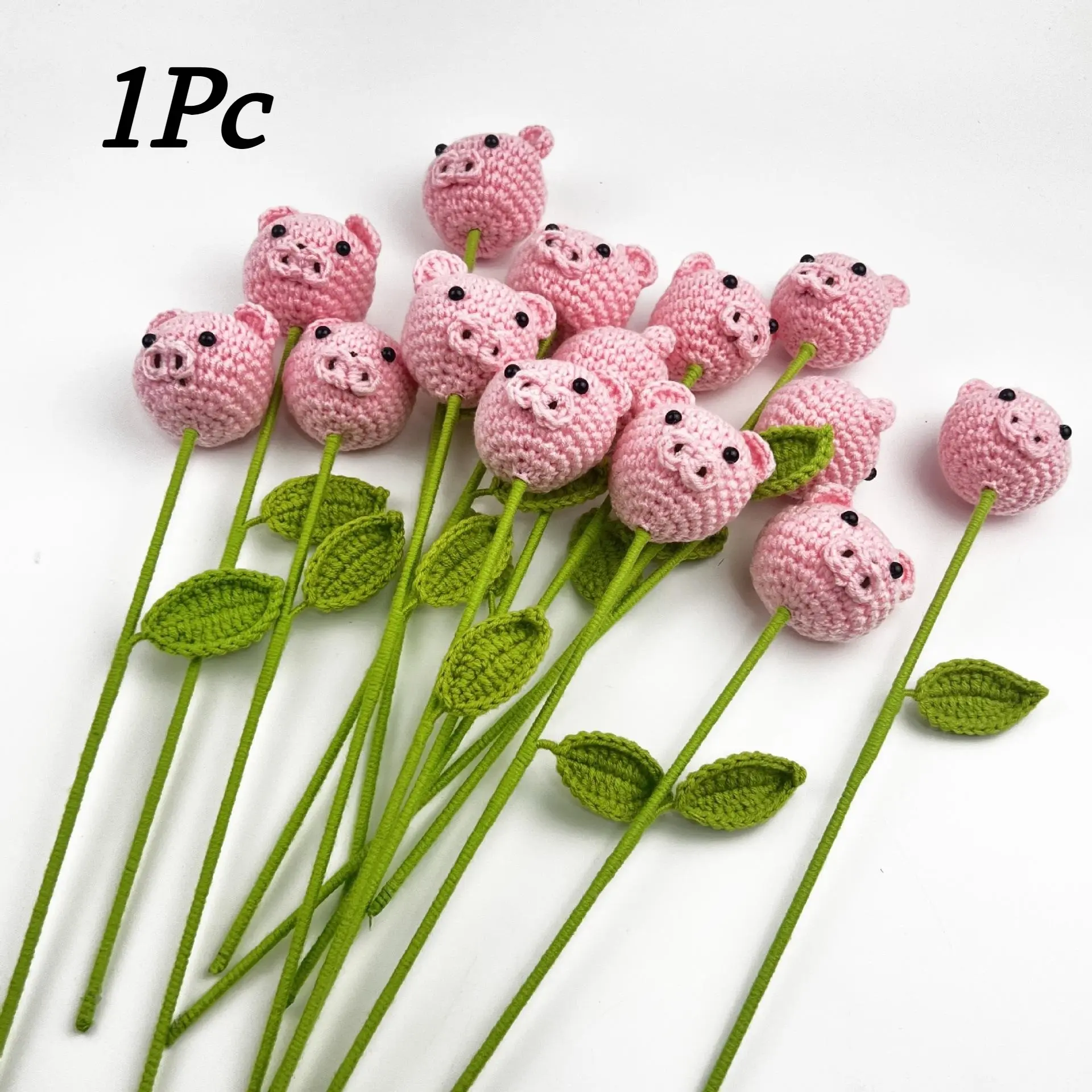 Cute Handmade Wool Pig Bouquet Decoration, Adorable Cartoon Animal Gift for Girlfriend, Unique Creative Home Decor, Artificial Fake Flowers, Decorative Fake Flowers