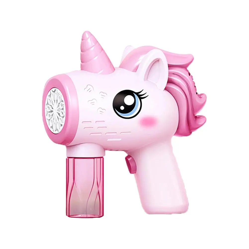 Unicorn Electric Bubble Gun LED Bubble Maker Machine Outdoor Toy Birthday Gift for Kids
