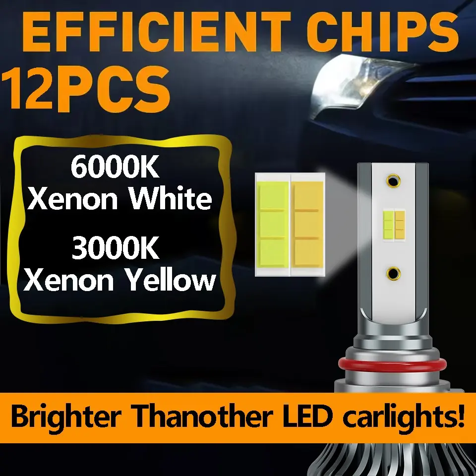 2-Pack H4 LED Car Lights H11 Canbus 20000 Lumens 12V 6000k 4300k 3000k 3-Color lights H8-H9 9005hb3 9006 hb4 9012 hir2 H27 Fog Lamps